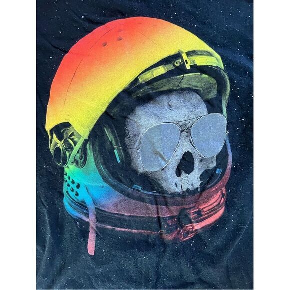 Circo Boys Skull Astronaut Rainbow Screen Printed Black Graphic T shirt S 6/7 - Picture 3 of 4